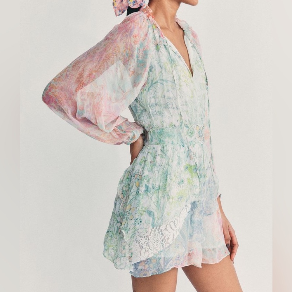 LoveShackFancy Glass Floral Mini Dress